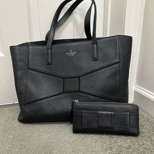 Kate Spade Black Textured Tote and Wallet